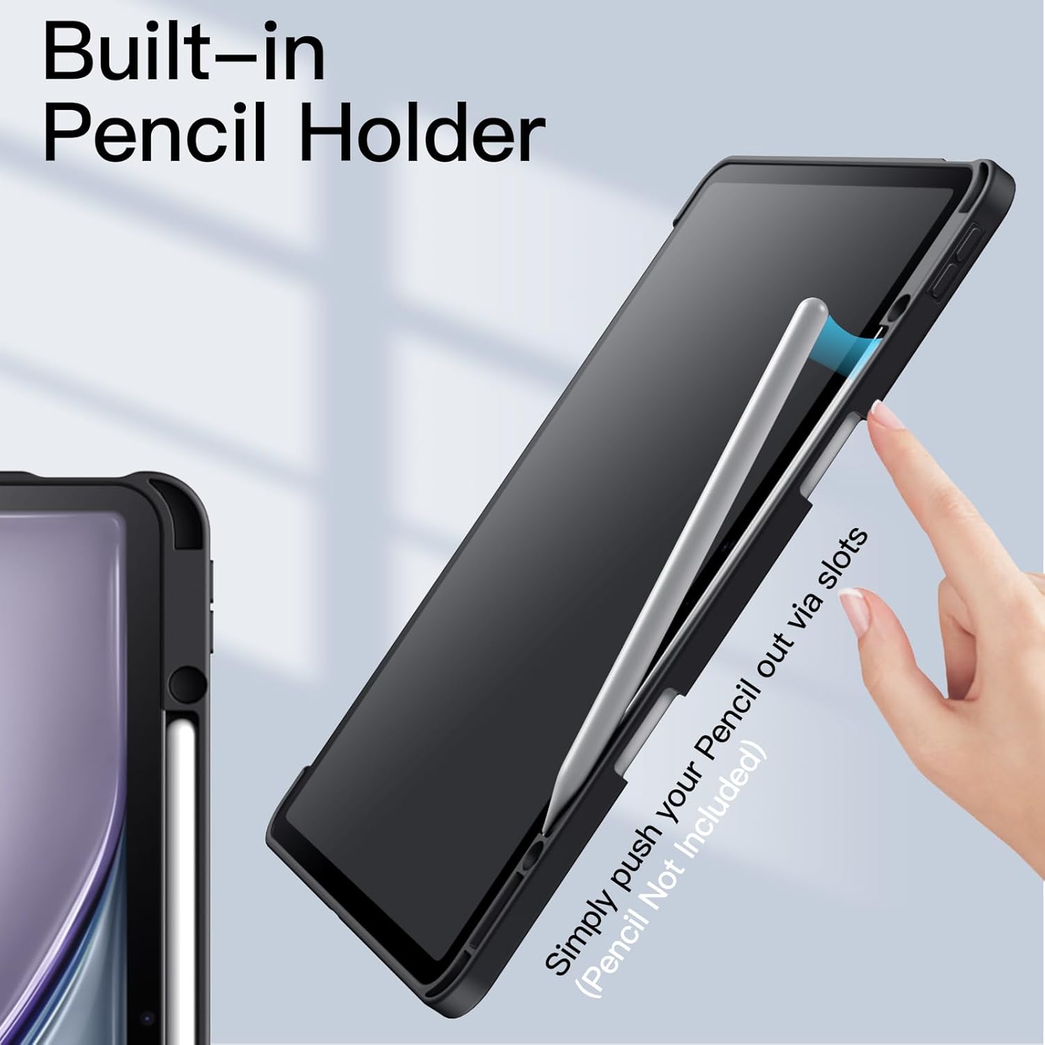 Case for iPad Air 13-Inch M4/M3/M2 (2026/2025/2024) with Pencil Holder (Black, Grey)