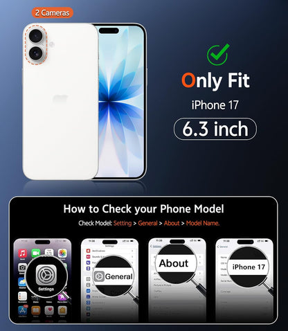 Cases-iPhone 17, Magnetic Translucent Matte, Shockproof Bumper Hard Protective (Black & Clear)