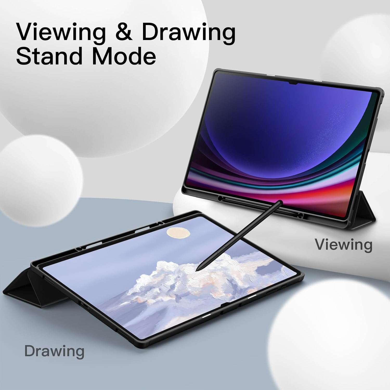 Case for Galaxy Tab S10 Ultra with S-Pen holder (Black)